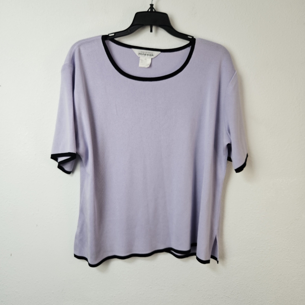 Exclusively Misook Purple Lavender Short Sleeve Top Size XL